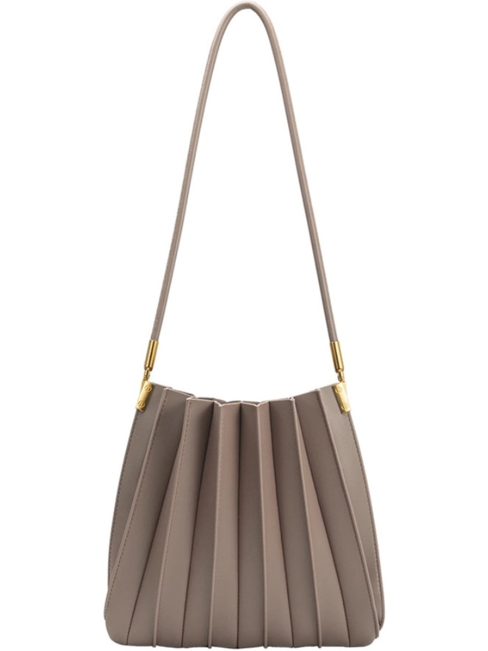 Melie Bianco Carrie Pleated Vegan Leather Shoulder Bag Mushroom